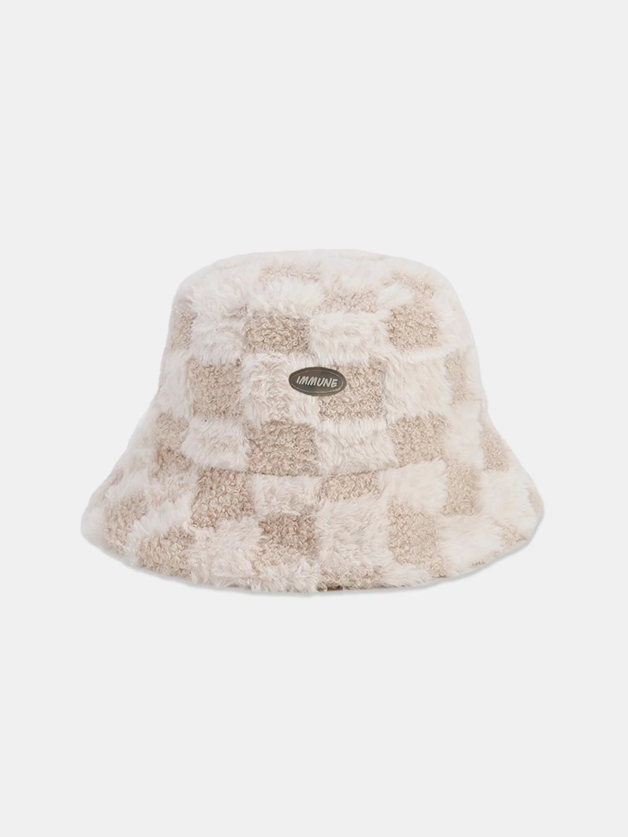 Beau Garcon | Check Plush Warm Faux Fur Bucket Hat