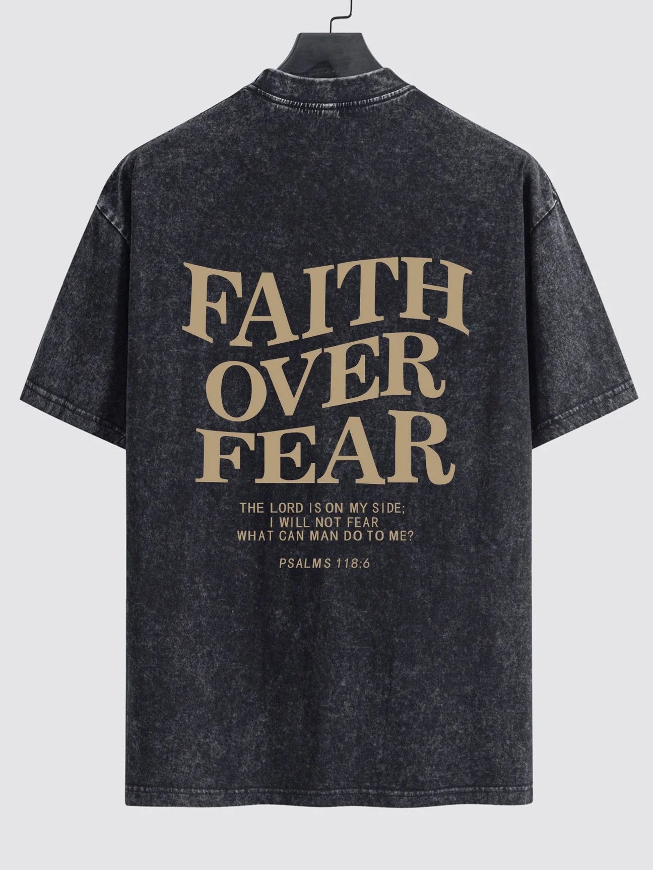 Beau Garcon | Faith Over Fear Print Washed Distressed Drop Shoulder T-Shirt