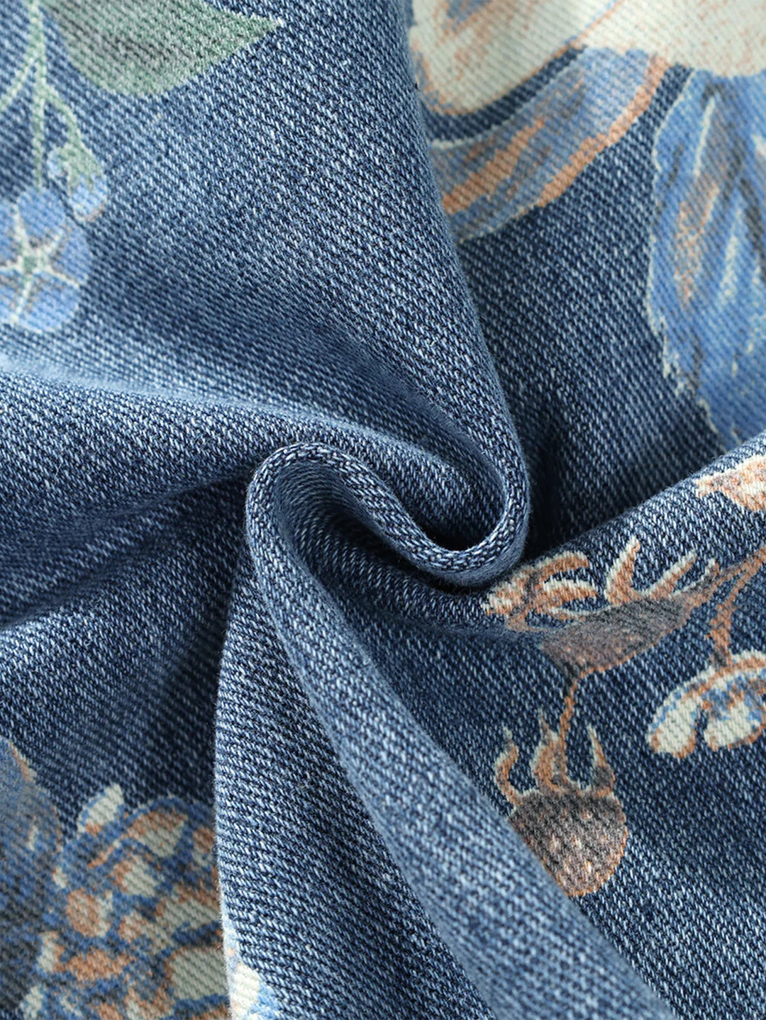 Beau Garcon | Relax Fit Flower Print Washed Denim Jacket