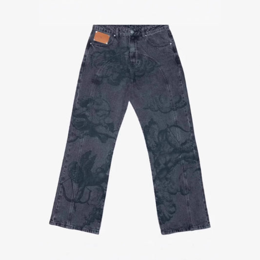 Beau Garcon | Graffiti Print Casual Straight Trousers