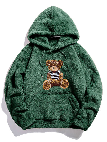 Beau Garcon | Bear Embroidered Patch Teddy Hoodie