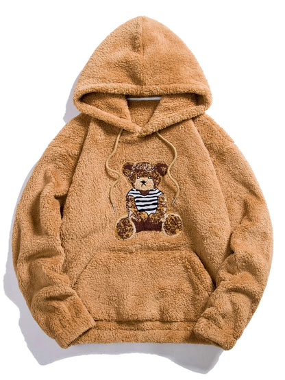 Beau Garcon | Bear Embroidered Patch Teddy Hoodie