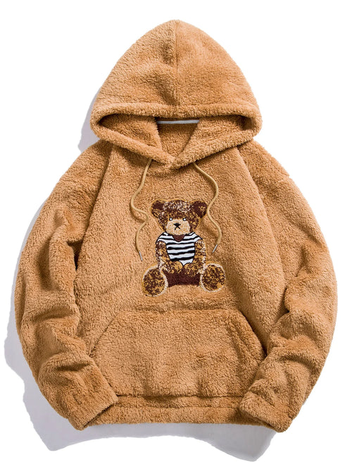 Beau Garcon | Bear Embroidered Patch Teddy Hoodie