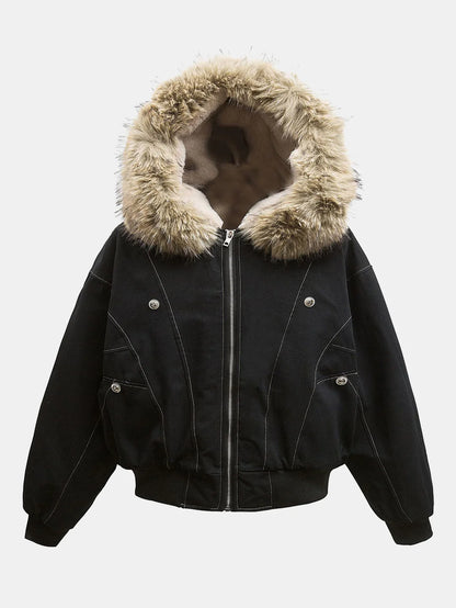 Beau Garcon | Boxy Faux Fur Collar Hooded Jacket ✅