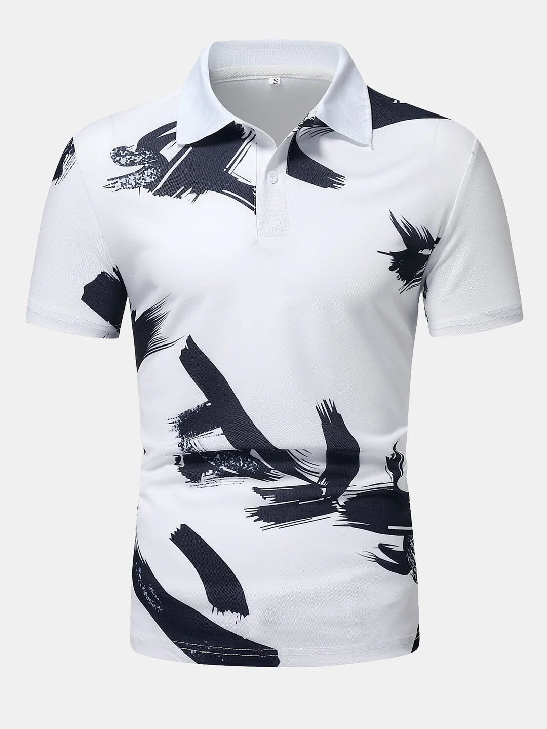 Beau Garcon | Brushstroke Print Polo Shirt