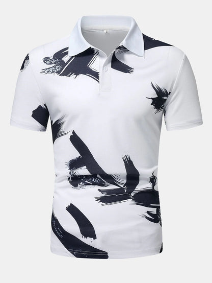 Beau Garcon | Brushstroke Print Polo Shirt