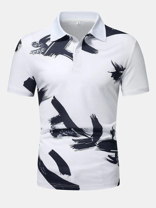 Beau Garcon | Brushstroke Print Polo Shirt