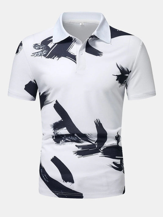 Beau Garcon | Brushstroke Print Polo Shirt