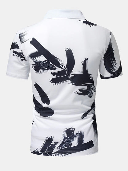 Beau Garcon | Brushstroke Print Polo Shirt