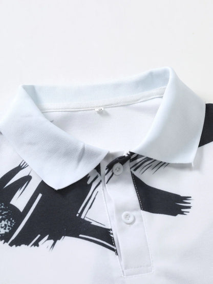 Beau Garcon | Brushstroke Print Polo Shirt