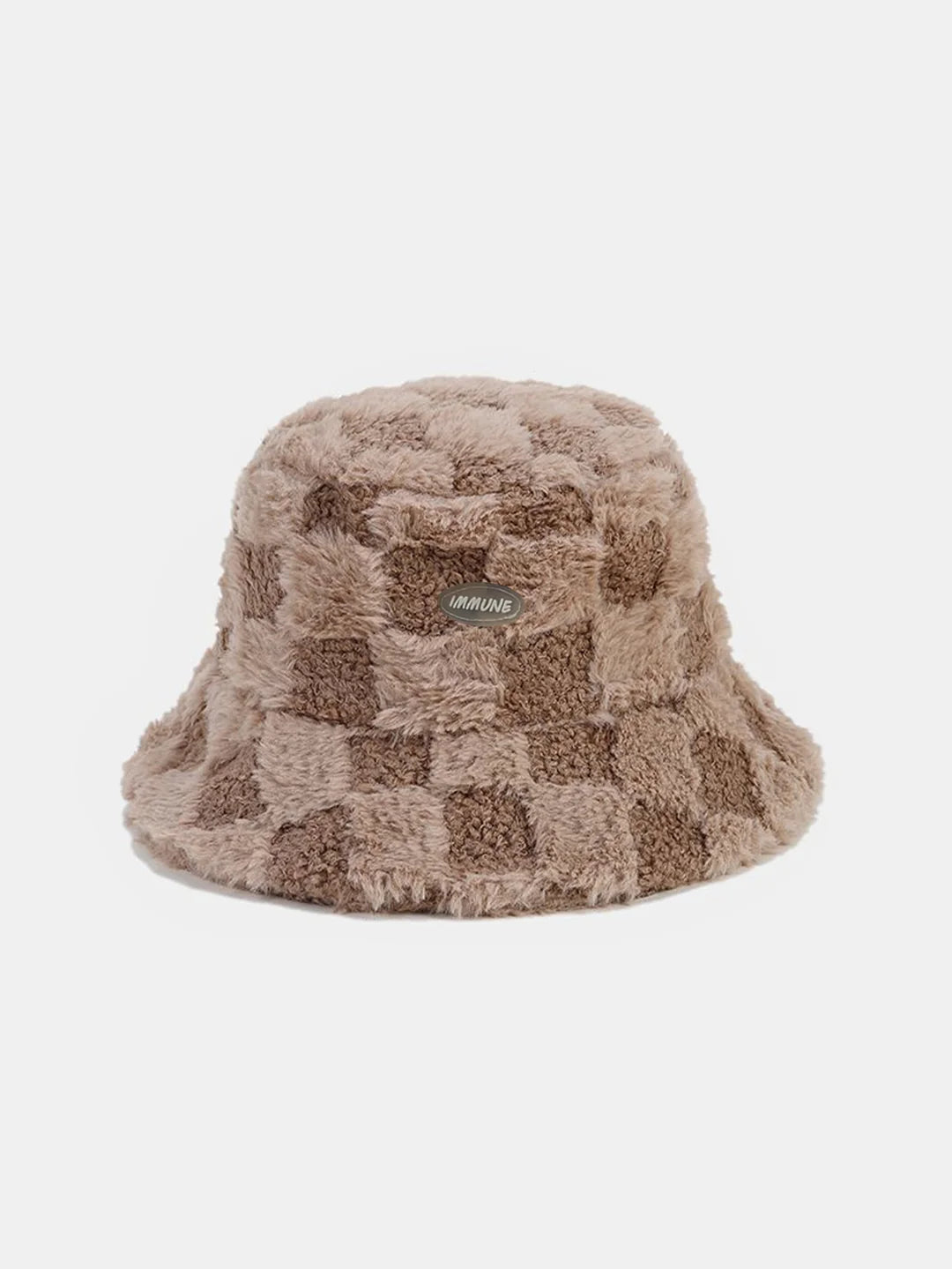 Beau Garcon | Check Plush Warm Faux Fur Bucket Hat