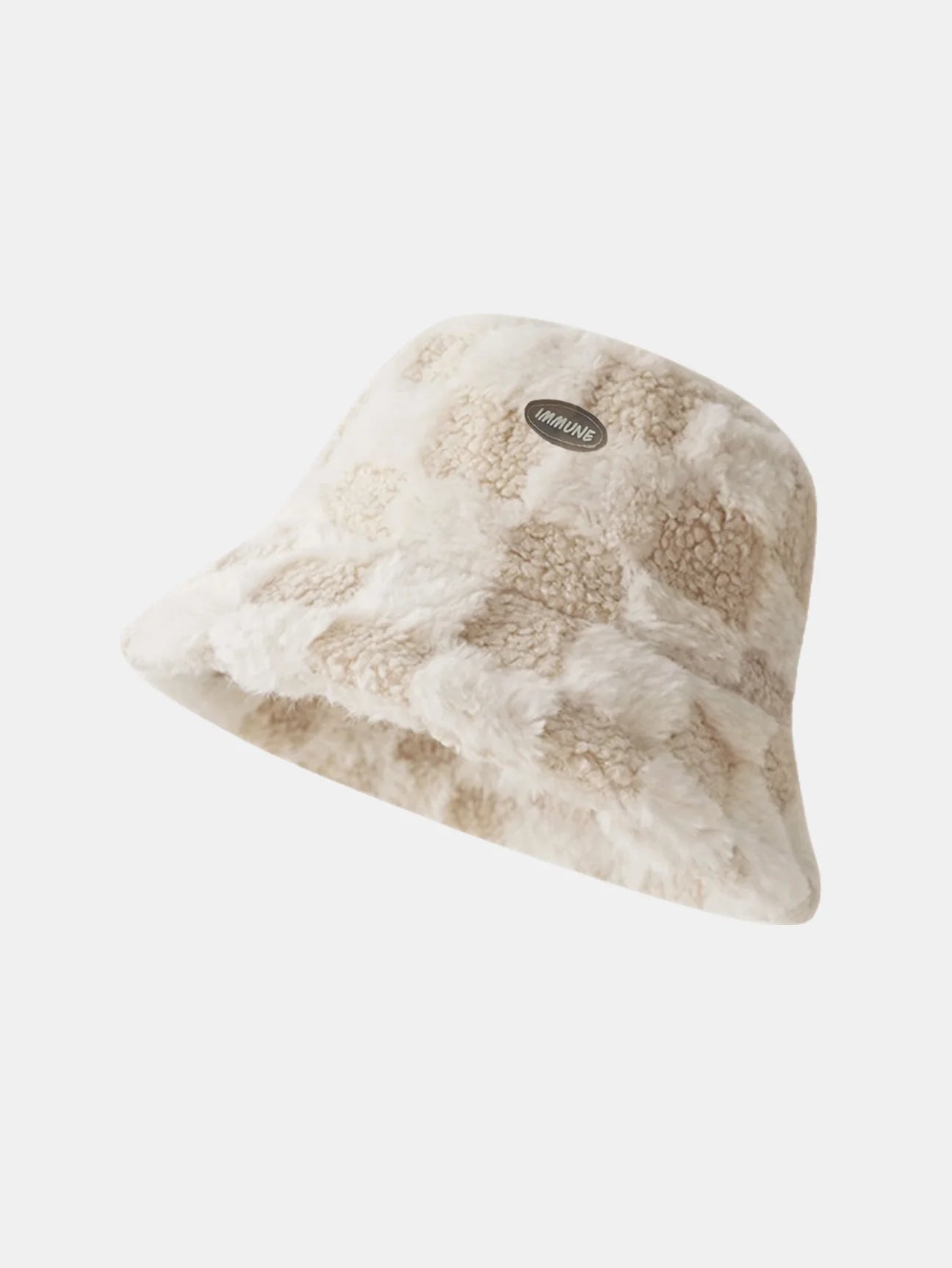 Beau Garcon | Check Plush Warm Faux Fur Bucket Hat