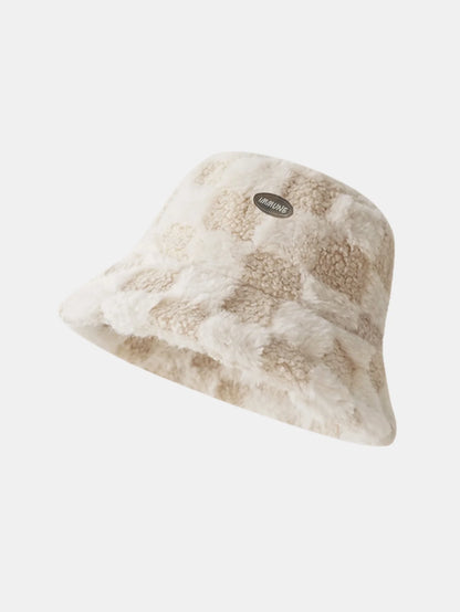 Beau Garcon | Check Plush Warm Faux Fur Bucket Hat