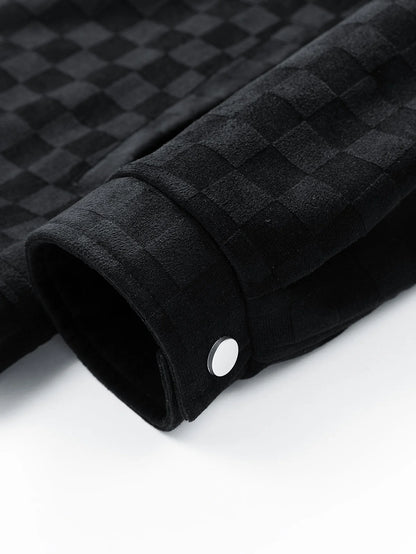Beau Garcon | Checkerboard Print Faux Suede Pocket Jacket