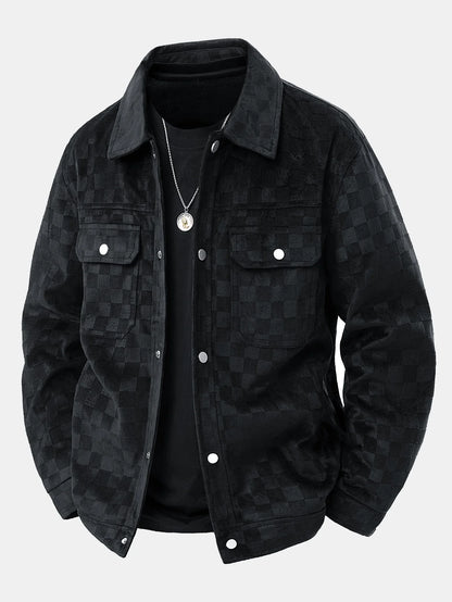 Beau Garcon | Checkerboard Print Faux Suede Pocket Jacket