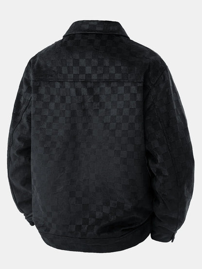 Beau Garcon | Checkerboard Print Faux Suede Pocket Jacket