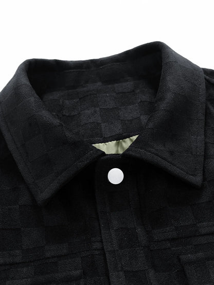 Beau Garcon | Checkerboard Print Faux Suede Pocket Jacket
