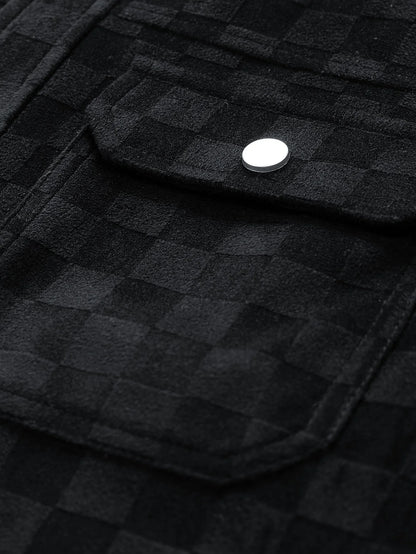 Beau Garcon | Checkerboard Print Faux Suede Pocket Jacket