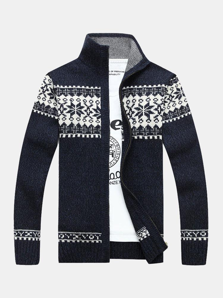 Beau Garcon | Christmas Geometric Print Zip Up Sweater
