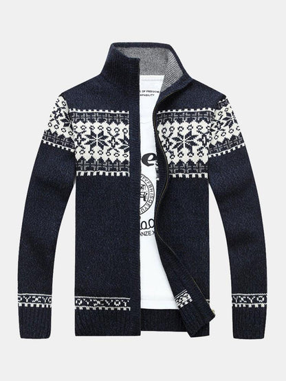 Beau Garcon | Christmas Geometric Print Zip Up Sweater