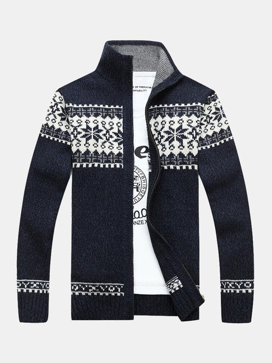 Beau Garcon | Christmas Geometric Print Zip Up Sweater