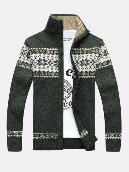 Beau Garcon | Christmas Geometric Print Zip Up Sweater