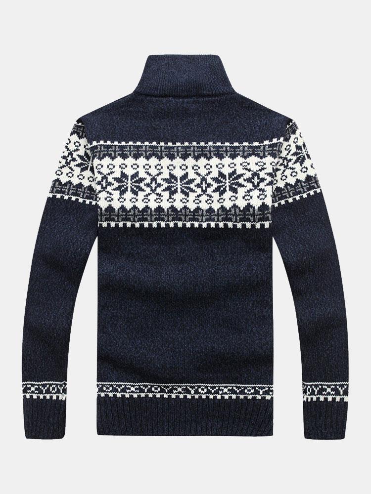 Beau Garcon | Christmas Geometric Print Zip Up Sweater