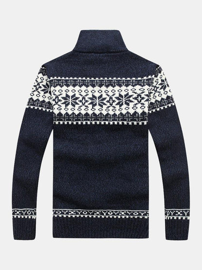 Beau Garcon | Christmas Geometric Print Zip Up Sweater