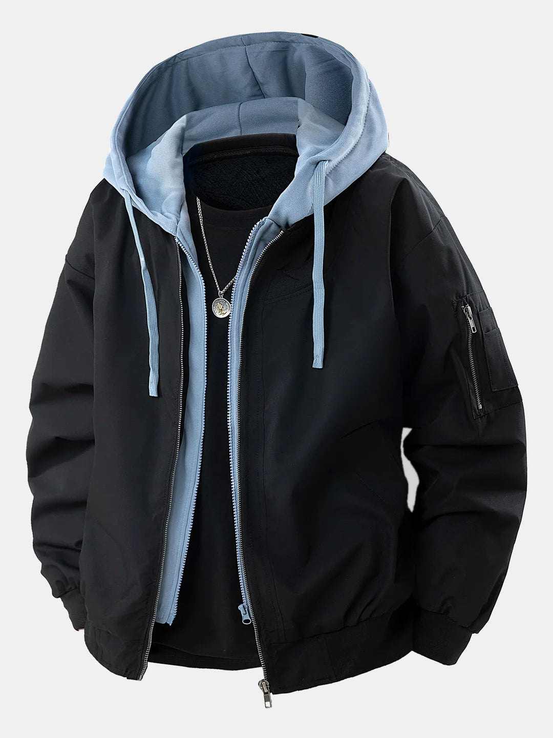 Beau Garcon | Contrast 2 In 1 Hooded Bomber Jacket