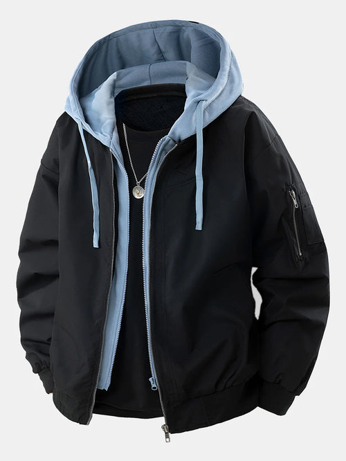 Beau Garcon | Contrast 2 In 1 Hooded Bomber Jacket