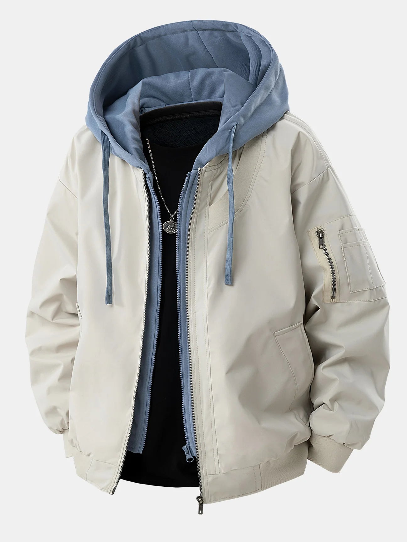 Beau Garcon | Contrast 2 In 1 Hooded Bomber Jacket