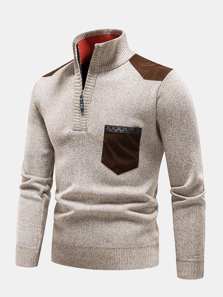 Beau Garcon | Contrast Pocket Panel Half Zip Sweater