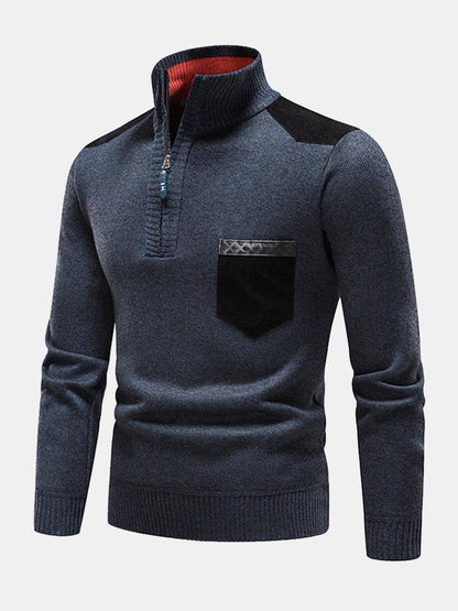 Beau Garcon | Contrast Pocket Panel Half Zip Sweater