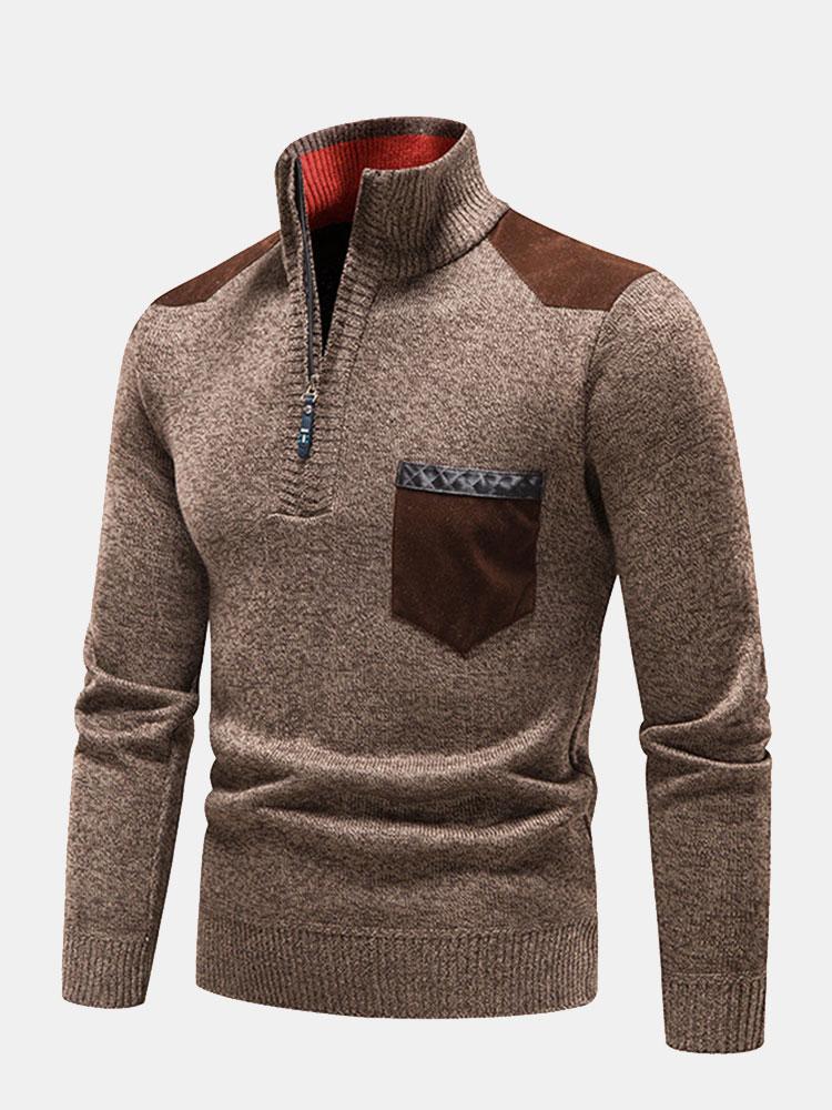 Beau Garcon | Contrast Pocket Panel Half Zip Sweater