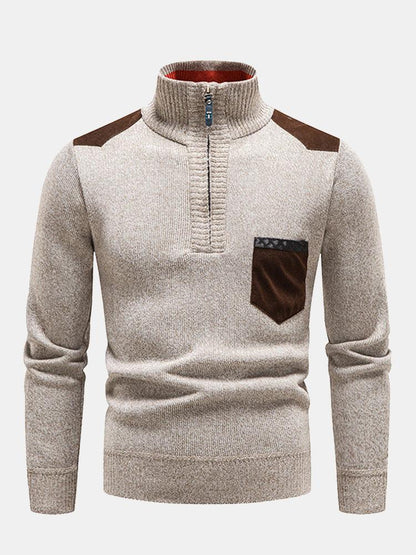 Beau Garcon | Contrast Pocket Panel Half Zip Sweater