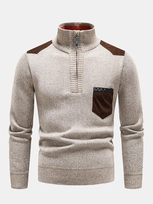 Beau Garcon | Contrast Pocket Panel Half Zip Sweater