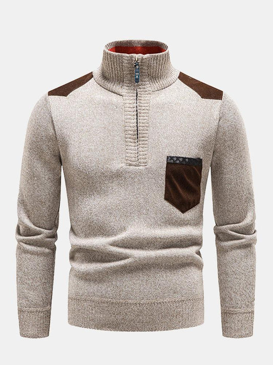 Beau Garcon | Contrast Pocket Panel Half Zip Sweater