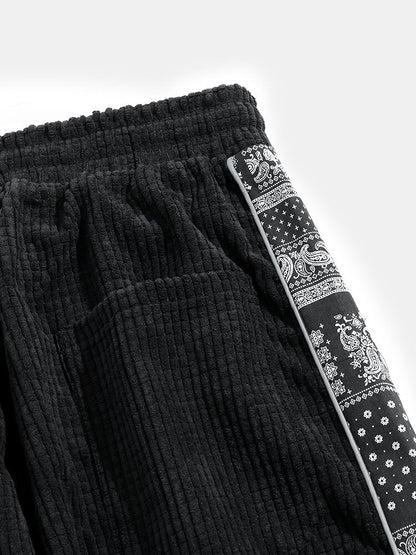Beau Garcon | Corduroy Paisley Print Panel Pants