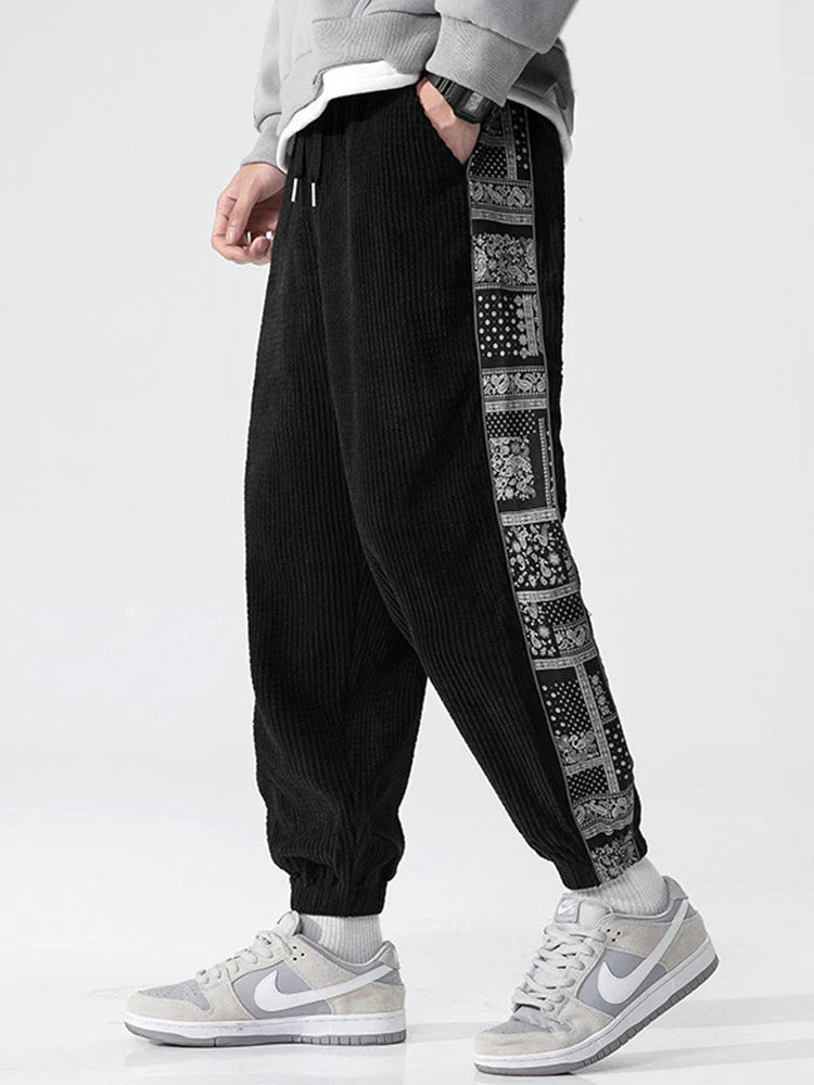 Beau Garcon | Corduroy Paisley Print Panel Pants