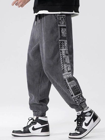 Beau Garcon | Corduroy Paisley Print Panel Pants