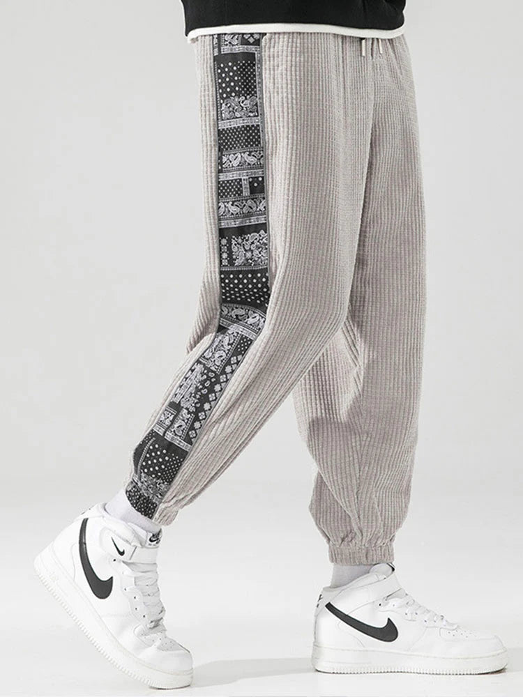 Beau Garcon | Corduroy Paisley Print Panel Pants