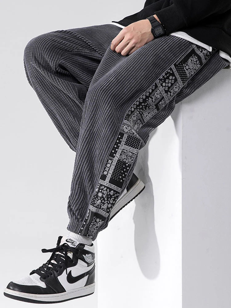 Beau Garcon | Corduroy Paisley Print Panel Pants