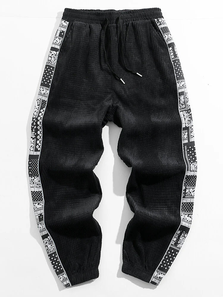 Beau Garcon | Corduroy Paisley Print Panel Pants