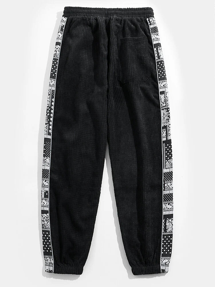 Beau Garcon | Corduroy Paisley Print Panel Pants