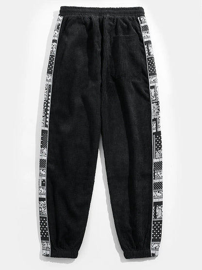 Beau Garcon | Corduroy Paisley Print Panel Pants