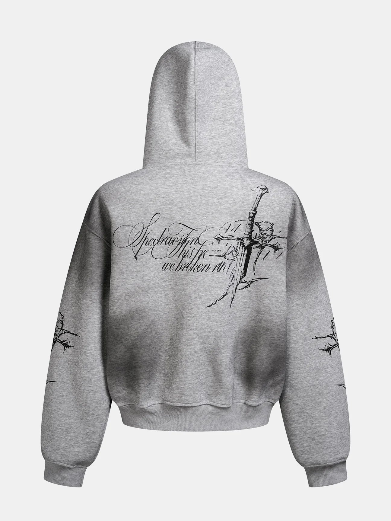 Beau Garcon | Distressed Cross Print Zipper Hoodie