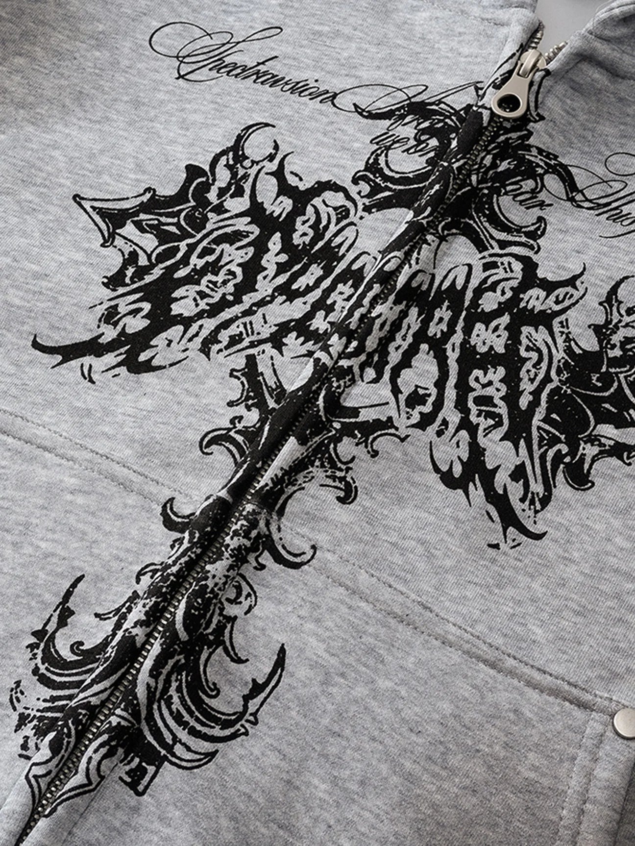 Beau Garcon | Distressed Cross Print Zipper Hoodie