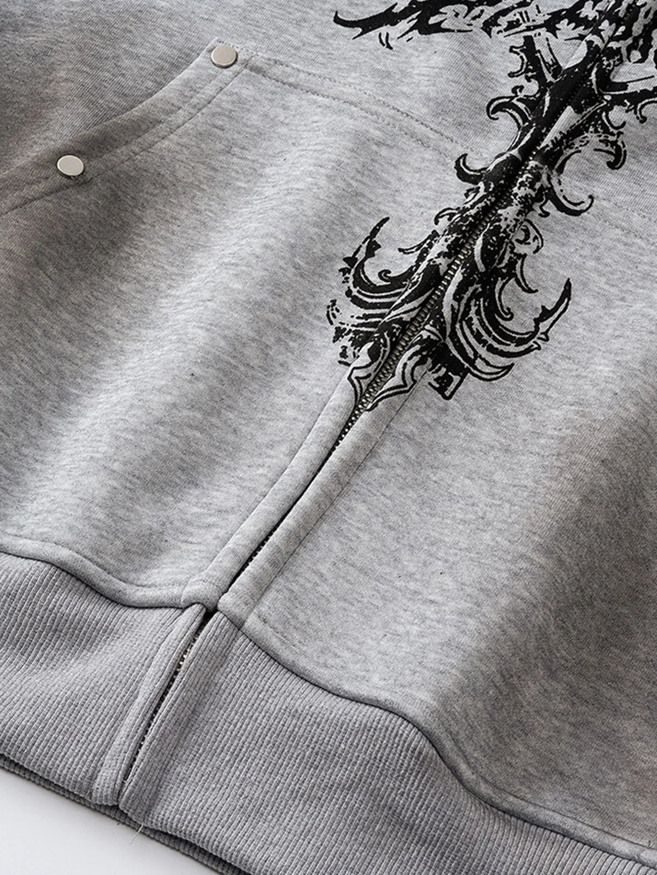 Beau Garcon | Distressed Cross Print Zipper Hoodie
