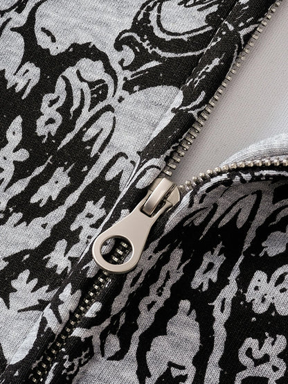 Beau Garcon | Distressed Cross Print Zipper Hoodie