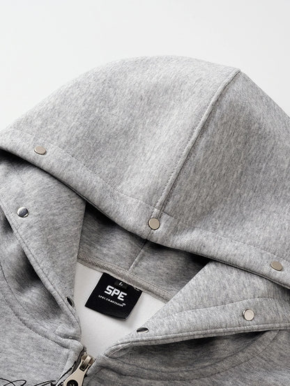 Beau Garcon | Distressed Cross Print Zipper Hoodie